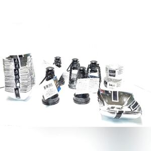 Lot of 45 pieces Dollar Tree plastic chrome containers and mini lanterns